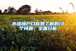 办深圳户口你想了解的13个问题，全面分析