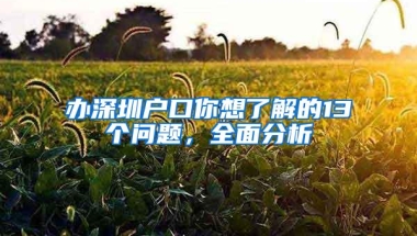 办深圳户口你想了解的13个问题，全面分析