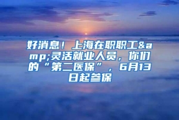 好消息！上海在职职工&灵活就业人员，你们的“第二医保”，6月13日起参保