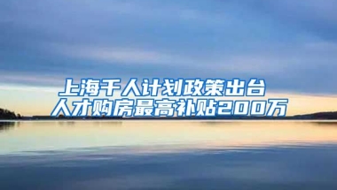 上海千人计划政策出台 人才购房最高补贴200万