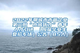 2022年聊城市市管企业第三批“水城优才”青年人才引进 （应届毕业生夏招专场）公告（85人）