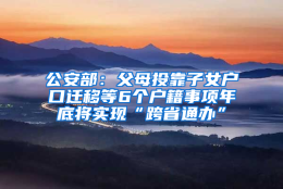 公安部：父母投靠子女户口迁移等6个户籍事项年底将实现“跨省通办”