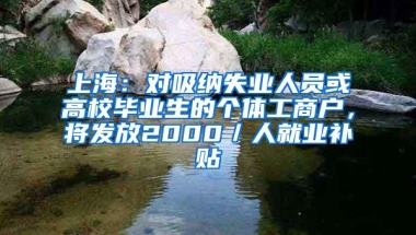 上海：对吸纳失业人员或高校毕业生的个体工商户，将发放2000／人就业补贴