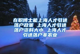 在职博士能上海人才引进落户政策 上海人才引进落户资料大小 上海人才引进落户非农业