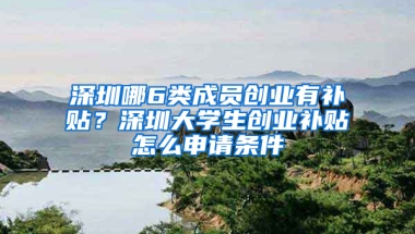 深圳哪6类成员创业有补贴？深圳大学生创业补贴怎么申请条件