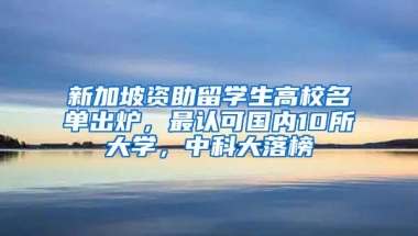 新加坡资助留学生高校名单出炉，最认可国内10所大学，中科大落榜