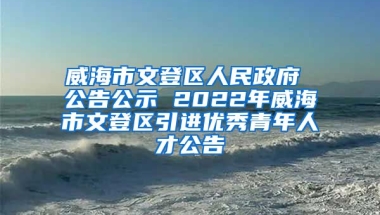 威海市文登区人民政府 公告公示 2022年威海市文登区引进优秀青年人才公告