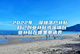 2022年，深圳落户补贴 自己创业补贴或深圳创业补贴在哪里申请表