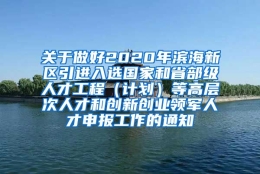 关于做好2020年滨海新区引进入选国家和省部级人才工程（计划）等高层次人才和创新创业领军人才申报工作的通知