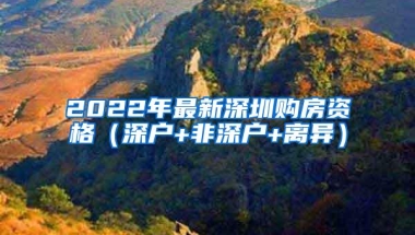 2022年最新深圳购房资格（深户+非深户+离异）