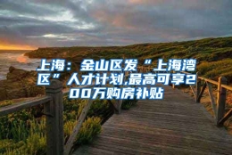 上海：金山区发“上海湾区”人才计划,最高可享200万购房补贴