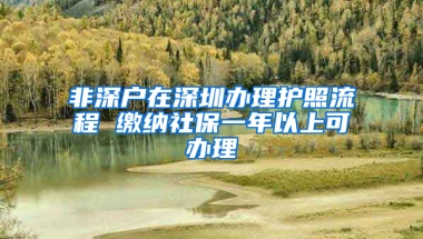 非深户在深圳办理护照流程 缴纳社保一年以上可办理