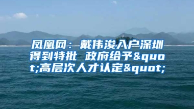 凤凰网：戴伟浚入户深圳得到特批 政府给予"高层次人才认定"