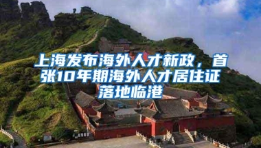 上海发布海外人才新政，首张10年期海外人才居住证落地临港