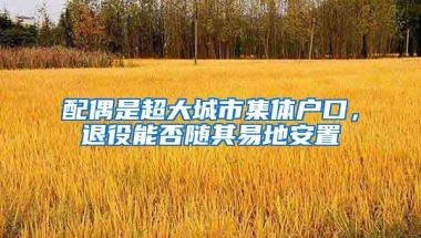 配偶是超大城市集体户口，退役能否随其易地安置