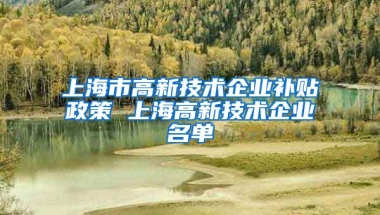 上海市高新技术企业补贴政策 上海高新技术企业名单